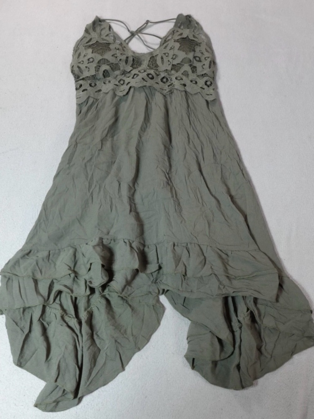 Rue 21, large, Olive Green Lace-Top High-Low Sundress